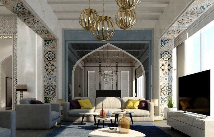 Arab-inspired room set up by interior designers in Dubai.