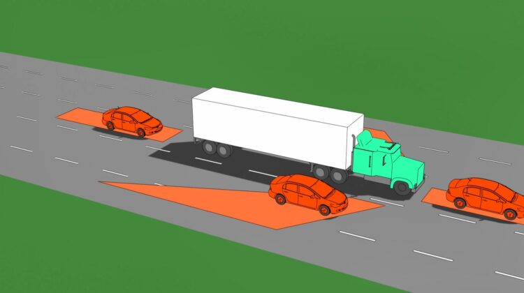 what are semi truck's blind spots
